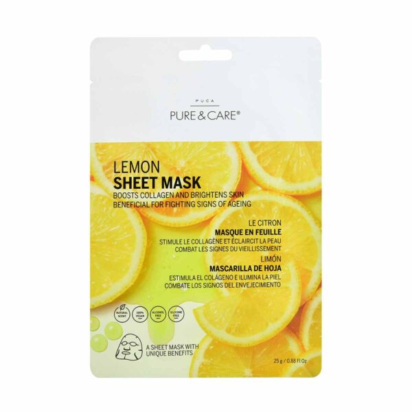 Lemon Sheet Mask boosts collagen in the skin I PUCA - PURE & CARE